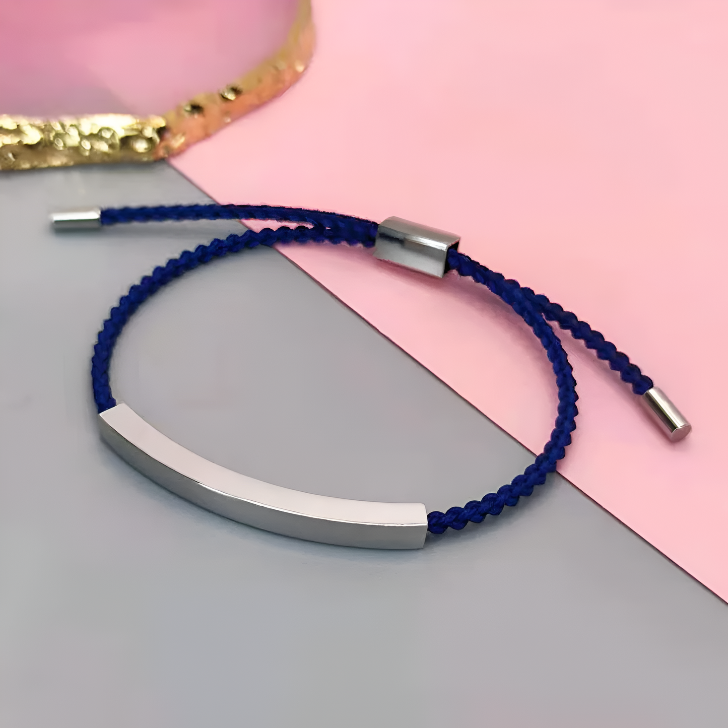 Engravable Blue Adjustable Bracelet